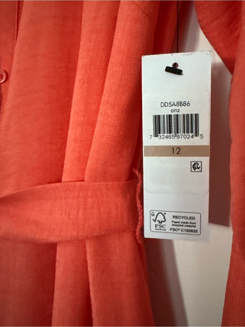 DKNY Coral Button-Front Long Sleeve Shirt Dress - Picture 6 of 8